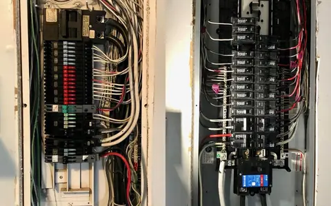 An old electrical panel next to the new panel ARC installed